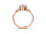 Rose gold Fancy Pink Oval Cut Diamond Ring with Side Stones and Four-Prong Setting_15