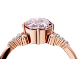 Rose gold Fancy Pink Oval Cut Diamond Ring with Side Stones and Four-Prong Setting_16