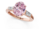 Rose gold Fancy Pink Oval  Cut Diamond Ring with Tapered Baguette Side Stones in Four-Prong Setting_4