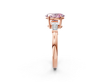 Rose gold Fancy Pink Oval  Cut Diamond Ring with Tapered Baguette Side Stones in Four-Prong Setting_5