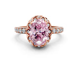 Rose gold Fancy Pink Oval Cut Diamond Scalloped Halo Engagement Ring with Round Shared Prong Band_12