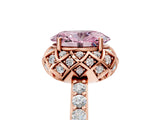 Rose gold Fancy Pink Oval Cut Diamond Scalloped Halo Engagement Ring with Round Shared Prong Band_17