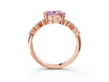 Rose gold Fancy Pink Oval Cut Diamond Scattered Round Accent Ring with Prong Setting_15
