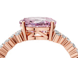 Rose gold Fancy Pink Oval Cut Diamond Scattered Round Accent Ring with Prong Setting_16