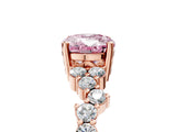 Rose gold Fancy Pink Oval Cut Diamond Scattered Round Accent Ring with Prong Setting_17