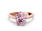 Rose gold Fancy Pink Oval Cut Diamond Solitaire Engagement Ring with Cathedral Setting and Four-Prong Mount_133
