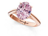 Rose gold Fancy Pink Oval Cut Diamond Solitaire Engagement Ring with Cathedral Setting and Four-Prong Mount_134