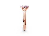 Rose gold Fancy Pink Oval Cut Diamond Solitaire Engagement Ring with Cathedral Setting and Four-Prong Mount_14