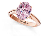 Rose gold Fancy Pink Oval Cut Diamond Solitaire Engagement Ring with Cathedral Setting and Four-Prong Mount_49