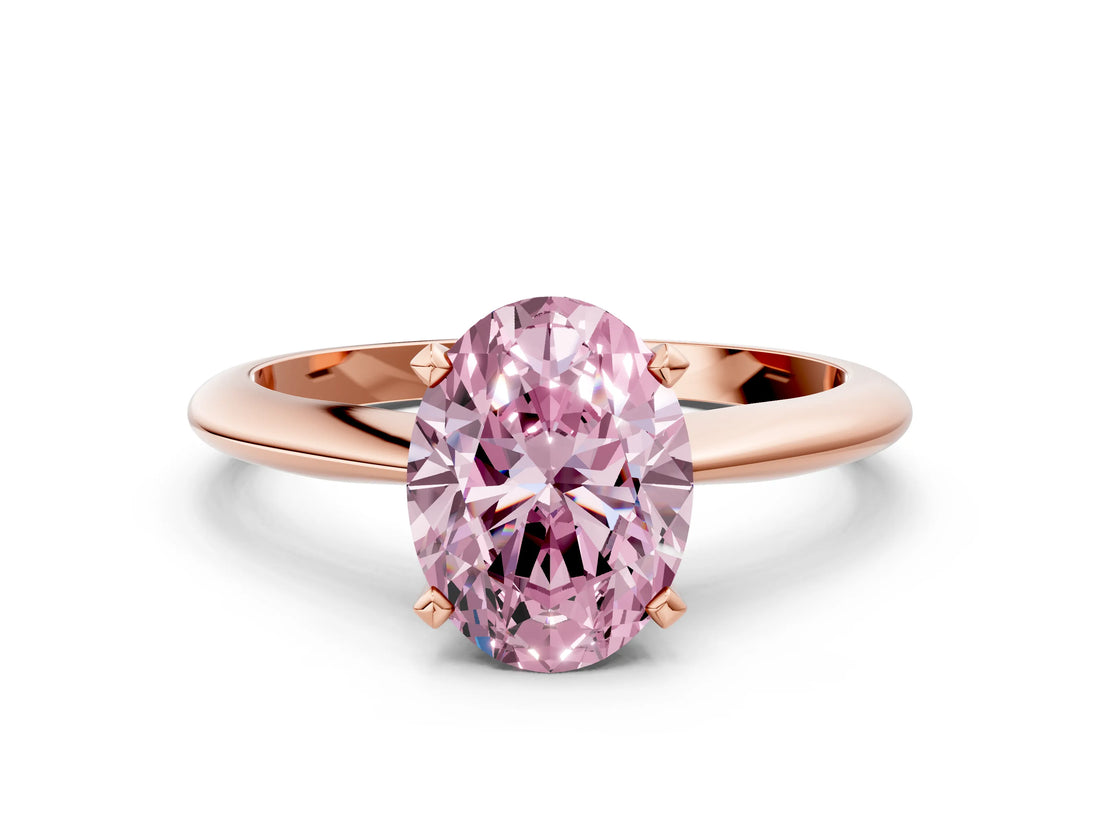 Rose gold Fancy Pink Oval Cut Diamond Solitaire Engagement Ring with Classic Band and Four-Prong Setting_36