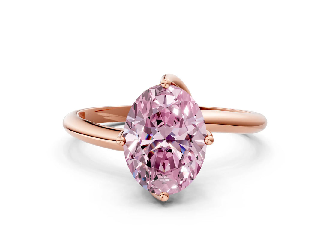 Rose gold Fancy Pink Oval Cut Diamond Solitaire Engagement Ring with Four-Prong Setting and Classic Band_20