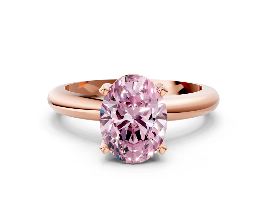 Rose gold Fancy Pink Oval Cut Diamond Solitaire Engagement Ring with Round Band and Four-Prong Setting_155