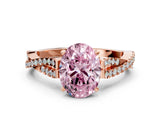 Rose gold Fancy Pink Oval Cut Diamond Solitaire Engagement Ring with Twisted Pavé Band and Four-Prong Setting_44