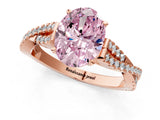 Rose gold Fancy Pink Oval Cut Diamond Solitaire Engagement Ring with Twisted Pavé Band and Four-Prong Setting_45