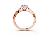 Rose gold Fancy Pink Oval Cut Diamond Solitaire Engagement Ring with Twisted Pavé Band and Four-Prong Setting_47