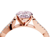 Rose gold Fancy Pink Oval Cut Diamond Solitaire Engagement Ring with Twisted Pavé Band and Four-Prong Setting_48