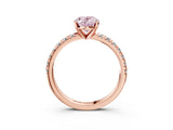 Rose gold Fancy Pink Oval Cut Diamond Solitaire Pavé Engagement Ring with Round Band and Prong Setting_46