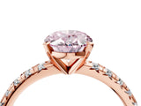 Rose gold Fancy Pink Oval Cut Diamond Solitaire Pavé Engagement Ring with Round Band and Prong Setting_47