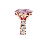 Rose gold Fancy Pink Oval Cut Diamond Solitaire Pavé Engagement Ring with Round Band and Prong Setting_48