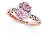 Rose gold Fancy Pink Oval Cut Diamond Solitaire Pavé Engagement Ring with Round Band and Prong Setting_62