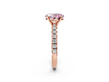 Rose gold Fancy Pink Oval Cut Diamond Solitaire Pavé Engagement Ring with Round Band and Prong Setting_63