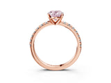 Rose gold Fancy Pink Oval Cut Diamond Solitaire Pavé Engagement Ring with Round Band and Prong Setting_64