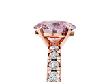 Rose gold Fancy Pink Oval Cut Diamond Solitaire Pavé Engagement Ring with Round Band and Prong Setting_66