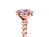 Rose gold Fancy Pink Oval Cut Diamond Solitaire Ring with Beaded Band and Prong Setting_295