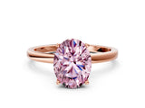 Rose gold Fancy Pink Oval Cut Diamond Solitaire Ring with Classic Band and Four-Prong Setting