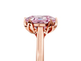 Rose gold Fancy Pink Oval Cut Diamond Solitaire Ring with Flower Prong Setting and Classic Band_17