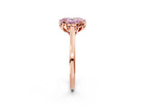 Rose gold Fancy Pink Oval Cut Diamond Solitaire Ring with Flower Prong Setting and Classic Band_39
