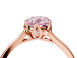 Rose gold Fancy Pink Oval Cut Diamond Solitaire Ring with Flower Prong Setting and Classic Band_41