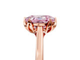 Rose gold Fancy Pink Oval Cut Diamond Solitaire Ring with Flower Prong Setting and Classic Band_42