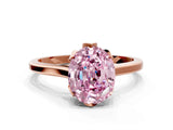 Rose gold Fancy Pink Oval Cut Diamond Solitaire Ring with Flower Prong Setting and Classic Band_65