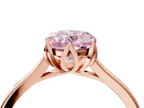 Rose gold Fancy Pink Oval Cut Diamond Solitaire Ring with Flower Prong Setting and Classic Band_69