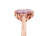 Rose gold Fancy Pink Oval Cut Diamond Solitaire Ring with Flower Prong Setting and Classic Band_70