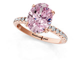 Rose gold Fancy Pink Oval Cut Diamond Solitaire Ring with Four-Prong Setting and Pavé Band_4