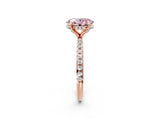 Rose gold Fancy Pink Oval Cut Diamond Solitaire Ring with Four-Prong Setting and Pavé Band_5