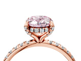 Rose gold Fancy Pink Oval Cut Diamond Solitaire Ring with Four-Prong Setting and Pavé Band_7
