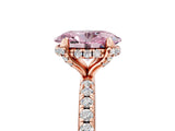 Rose gold Fancy Pink Oval Cut Diamond Solitaire Ring with Four-Prong Setting and Pavé Band_8