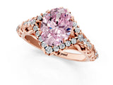 Rose gold Fancy Pink Oval Cut Diamond Solitaire Ring with Hidden Halo and Pavé Band_28