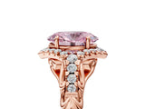 Rose gold Fancy Pink Oval Cut Diamond Solitaire Ring with Hidden Halo and Pavé Band_32