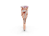 Rose gold Fancy Pink Oval Cut Diamond Solitaire Ring with Milgrain Pavé Band and Four-Prong Setting_174