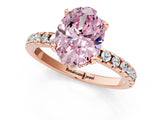 Rose gold Fancy Pink Oval Cut Diamond Solitaire Ring with Pavé Band and Four-Prong Setting_59