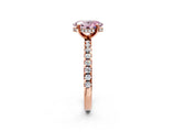 Rose gold Fancy Pink Oval Cut Diamond Solitaire Ring with Pavé Band and Four-Prong Setting_60