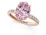 Rose gold Fancy Pink Oval Cut Diamond Solitaire Ring with Pavé Band and Hidden Halo_20