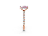 Rose gold Fancy Pink Oval Cut Diamond Solitaire Ring with Pavé Band and Hidden Halo_21