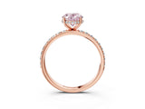 Rose gold Fancy Pink Oval Cut Diamond Solitaire Ring with Pavé Band and Hidden Halo_22