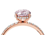 Rose gold Fancy Pink Oval Cut Diamond Solitaire Ring with Pavé Band and Hidden Halo_23
