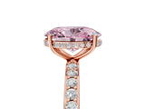 Rose gold Fancy Pink Oval Cut Diamond Solitaire Ring with Pavé Band and Hidden Halo_24